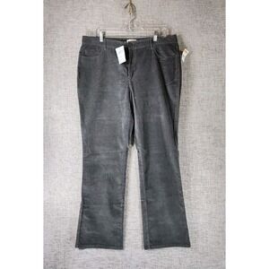 Talbots Corduroy Pants Womens 16 Gray High Stretch Cotton Slight Flare NEW